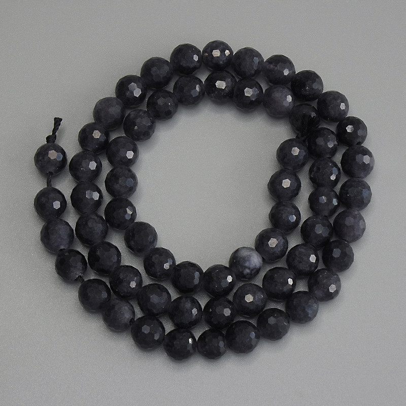Iolith facettierte Kugel 6 mm, auf Schnur, Länge ca. 37 cm+