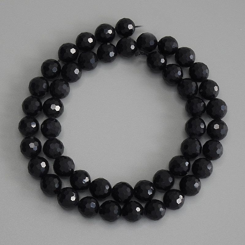 Turmalin-Perlen, facettierte Kugeln 6 mm ± auf Schnur, Länge ca. 38 cm