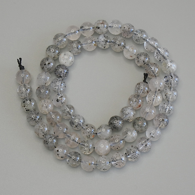 Herkimer-Quarz Perlen, Diamant-Quarz, glatte Kugeln 6 mm ±, Länge ca. 39 cm