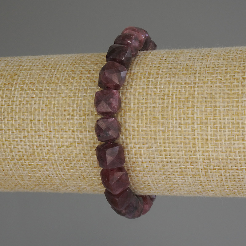 Turmalin-Armband, facettierte Würfel, 8×8 mm, Länge 18 cm (Stretch-Armband)