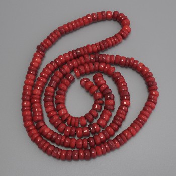 Korallen-Rondellperlen, Durchmesser 8×3–4,5 mm, Länge ca. 80 cm, auf Faden