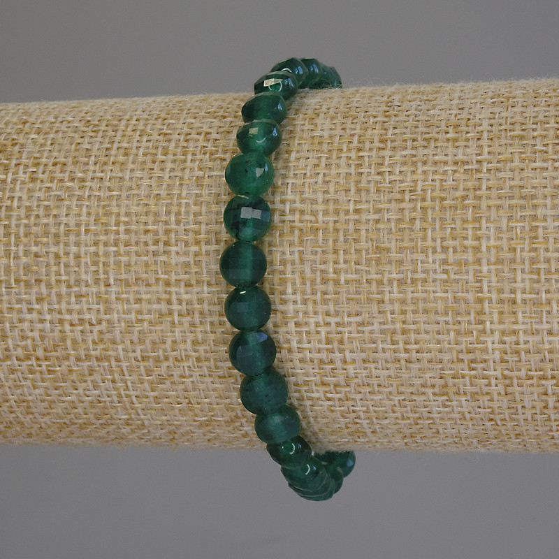 Chrysopras-Armband, facettierte Münzen, Durchmesser ca. 6,5 mm, Länge 18 cm (Stretch)