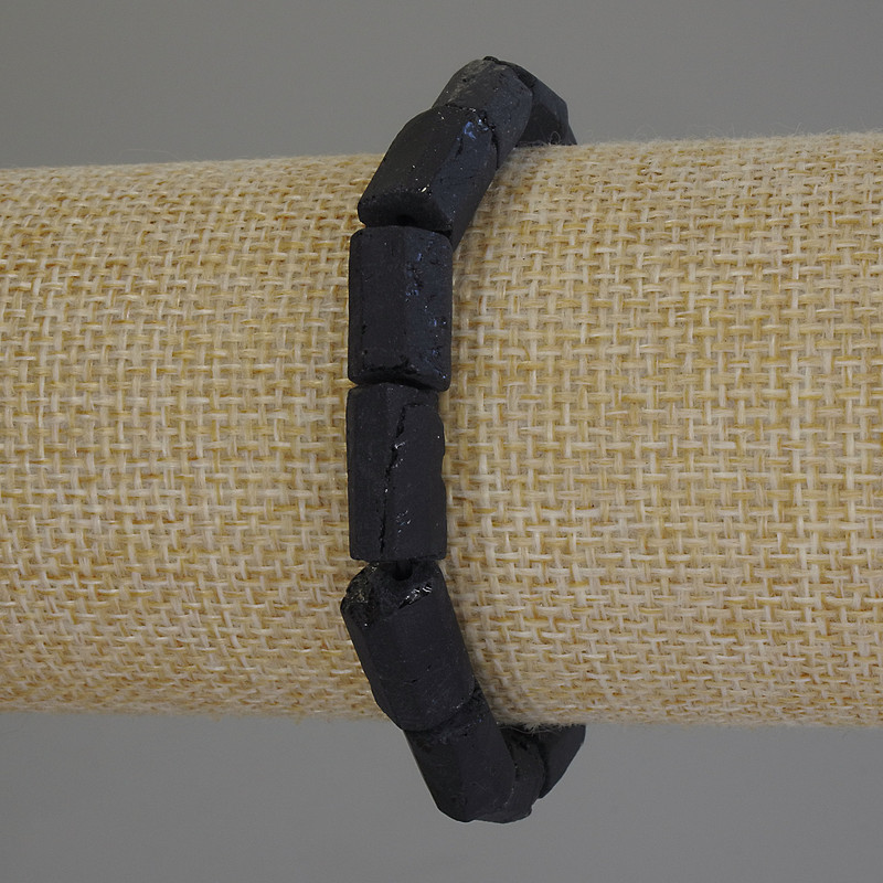 Armband aus Schörl-Turmalin, facettiert, Durchmesser 14 × 8 mm ±, Länge 18 cm ± Stretch