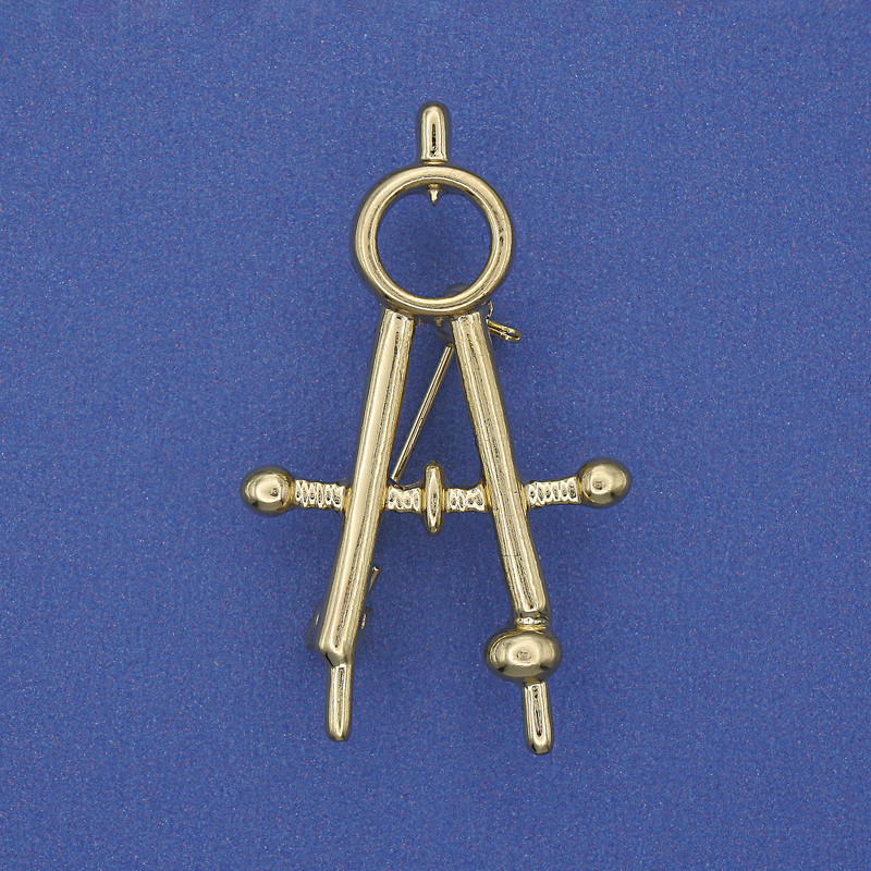 Brosche Zirkel – goldfarbenes Metall 41×24 mm+