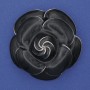 Brosche Graue Blume Emaille silbernes Metall 45 mm+
