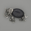 Brosche-Anhänger Elefant Aventurin Nacht von Kairo 45 × 27 mm ± schwarze Strasssteine silberfarbenes Metall