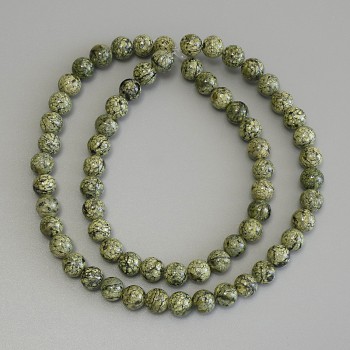 Serpentin-Perlen, glatte Kugeln 6 mm, Länge ca. 40 cm, auf Schnur