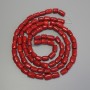Rote Korallenperlen – facettiert, Abmessungen 12–22 × 8–10 mm, auf Nylonfaden, Länge ca. 120 cm