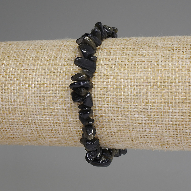 Armband aus Sonnen-Obsidian, Splitter 6–12×4–6 mm, Länge 18 cm, Stretcharmband