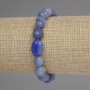 Armband aus blauem Aventurin, trommelgeschliffene Perlen, Durchmesser ca. 10×9 mm, Länge ca. 18 cm, elastisches Band