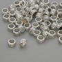 Perleinsatz – silberfarbene Metallfassung, Durchmesser 6×3,5 mm, Lochdurchmesser ca. 6 mm, Verpackung 20 g (~60 Stück)
