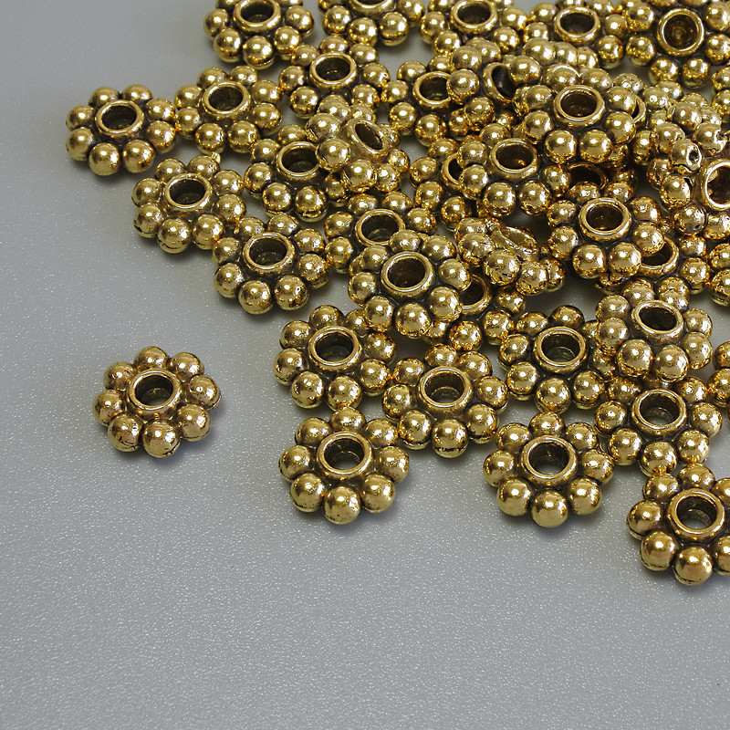 Goldfarbener Perleinsatz, Durchmesser 7,5×2,5 mm, Loch 1,5 mm, Verpackung 20 g (ca. 42 Stück)