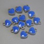 Herzanhänger, blau emailliert, silberfarbenes Metall, Durchmesser ca. 7×8 mm, Verpackung 13 Stück