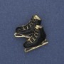 Brosche-Anhänger Kovzani, schwarze Emaille, goldfarbenes Metall, 23 × 32 mm+