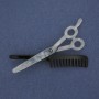 Brosche 'Scheren mit Kamm' aus Acryl und silberfarbenem Metall, 70 × 44 mm+