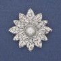 Brosche/Anhänger Blume Perle silberfarbenes Metall 40 mm+