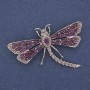 Brosche Libelle violette Emaille rosa Strasssteine silberfarbenes Metall 57 × 39 mm+