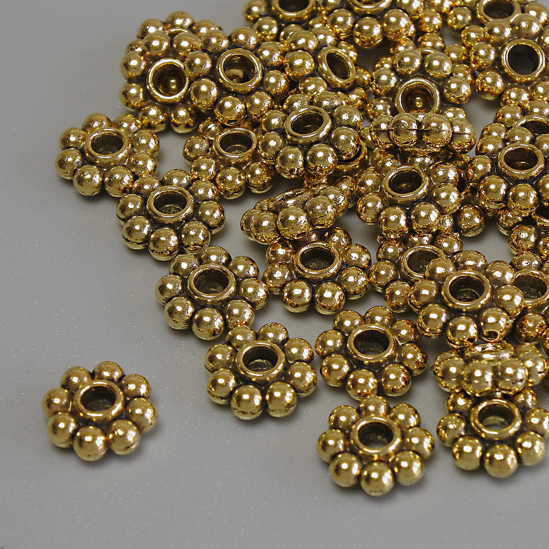 Goldfarbene Perlen-Einsätze, Durchmesser 8×3 mm, Loch Ø ca. 2,2 mm, Verpackung ca. 20 g (~43 Stück)
