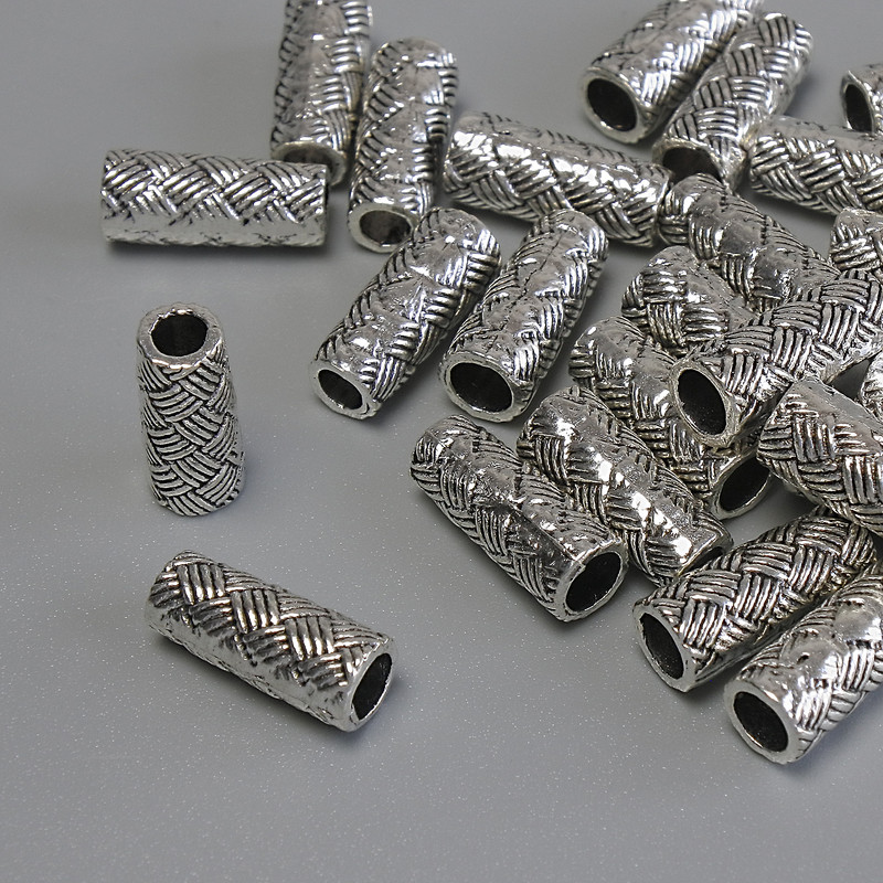 Schmuckzubehör Perleinsatz silberfarbenes Metall, Durchmesser 12×5 mm, Lochdurchmesser ca. 3 mm, Verpackung 20 g (~ 30 Stück)