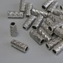 Schmuckzubehör Perleinsatz silberfarbenes Metall, Durchmesser 12×5 mm, Lochdurchmesser ca. 3 mm, Verpackung 20 g (~ 30 Stück)