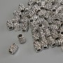 Perleinsatz, silberfarbener Metallton, Ø 6×4 mm, Loch Ø ca. 1,8 mm, Verpackung 20 g (~62 Stück)