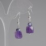 Ohrringe Amethyst facettiert quadratisch 10×10 mm ± tschechisches Glas Rondell 6×5 mm ±, Länge 37 mm +