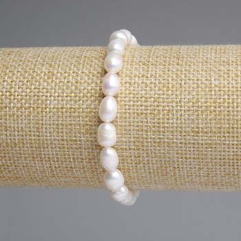 Armband aus Flussperlen 7×5-5, 5 mm ±, Länge ca. 18 cm, Stretcharmband