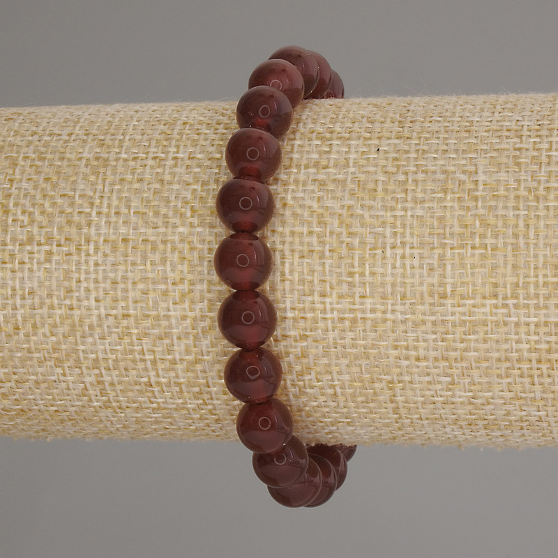 Armband aus Karneol, glatte Kugeln, Durchmesser 8 mm, Länge 18 cm, Stretch