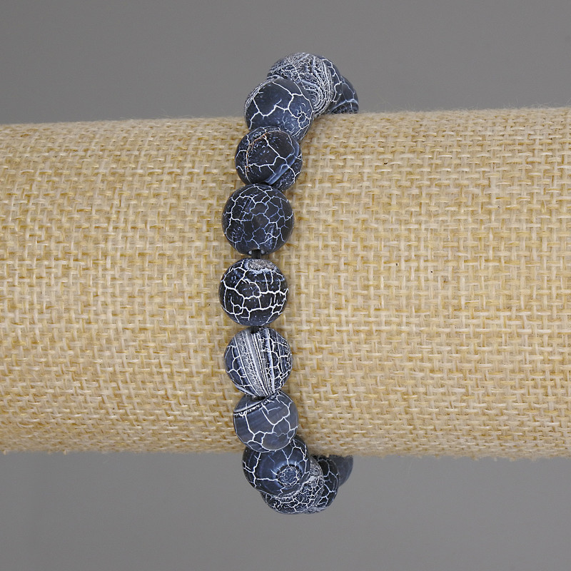 Armband Frostiger Achat – glatte Kugeln, Ø 10 mm, Länge ca. 18 cm, Stretcharmband