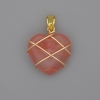 Anhänger Herz aus Chalzedon im Geflecht, 21 × 21 mm, Ø ca. 30 mm
