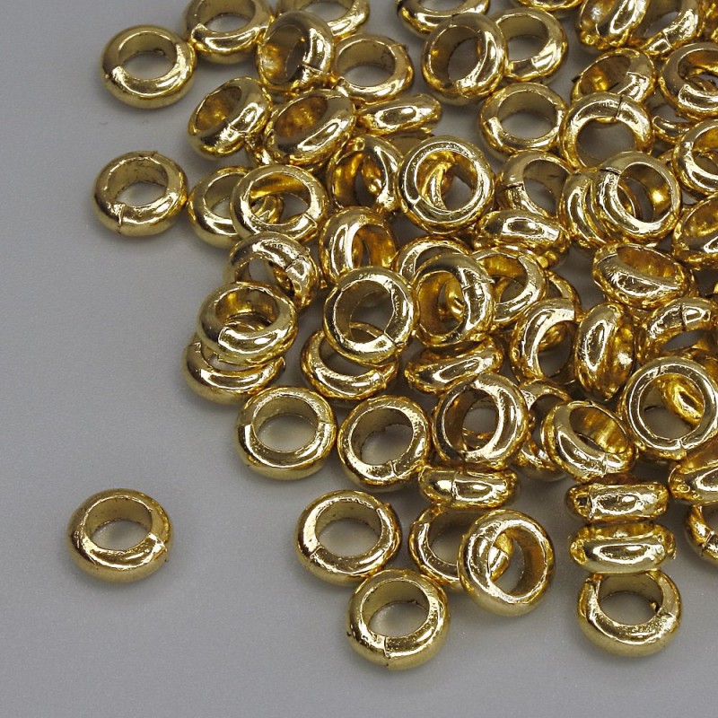 Goldfarbener Perleinsatz aus Metall, Durchmesser 6×2,5 mm, Lochdurchmesser ca. 3,5 mm, Verpackung 20 g (~93 Stück)