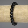 Schwarzes Achat-Armband mit facettierten Kugeln 10 mm, Länge ca. 18 cm, Stretcharmband