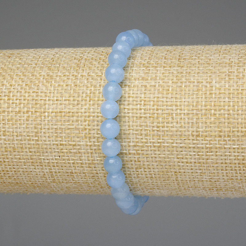 Aquamarin-Armband, glatte Kugeln ca. 6 mm, Länge ca. 18 cm, Stretch