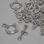 Toggleverschluss, Kreisdurchmesser ca. 14 mm, Stiftgröße ca. 19,5 × 3,5 mm, Lochdurchmesser ca. 9 mm, silberfarbener Metallton, Packung 11 Stück