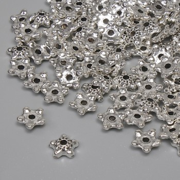 Silberfarbene Perlenkappe 5×1,5 mm, Lochdurchmesser 1,2 mm, Verpackung 91 Stück