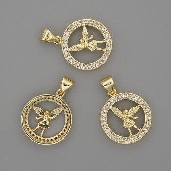 Anhänger Engel 16 mm ±, Länge ca. 22 mm ±, goldfarbenes Metall