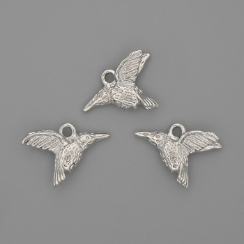Anhänger Kolibri 19×15 mm ± silberfarbenes Metall