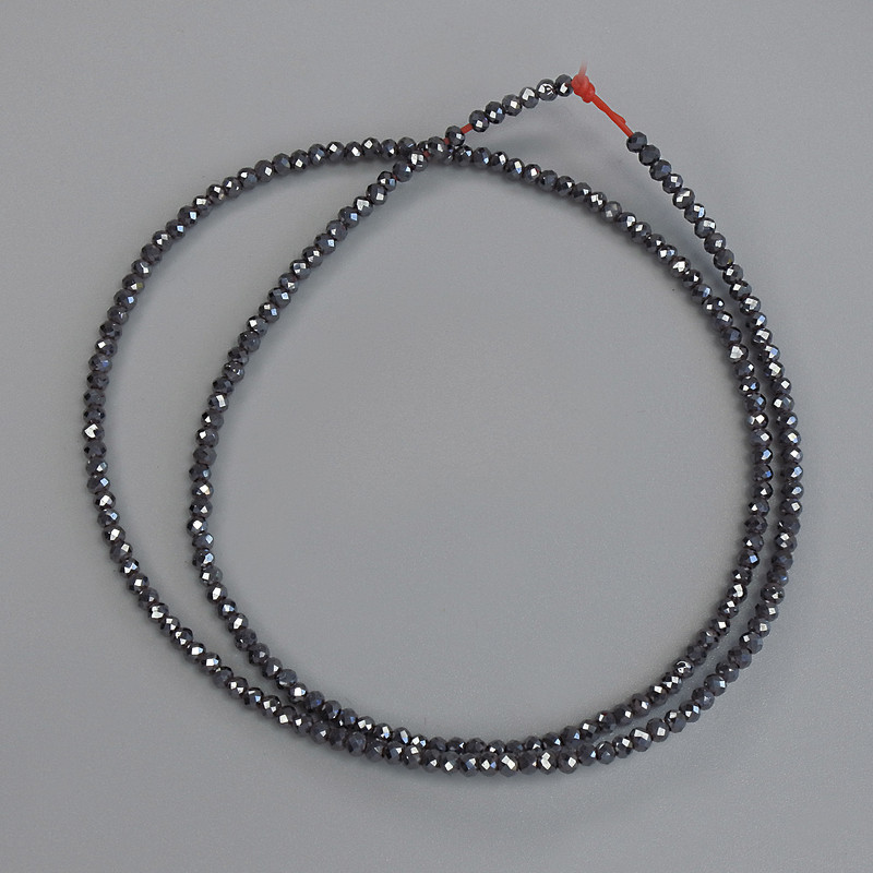 Hämatit-Perlen, facettierte Kugeln 2 mm ± auf der Schnur, Länge ca. 38 cm+