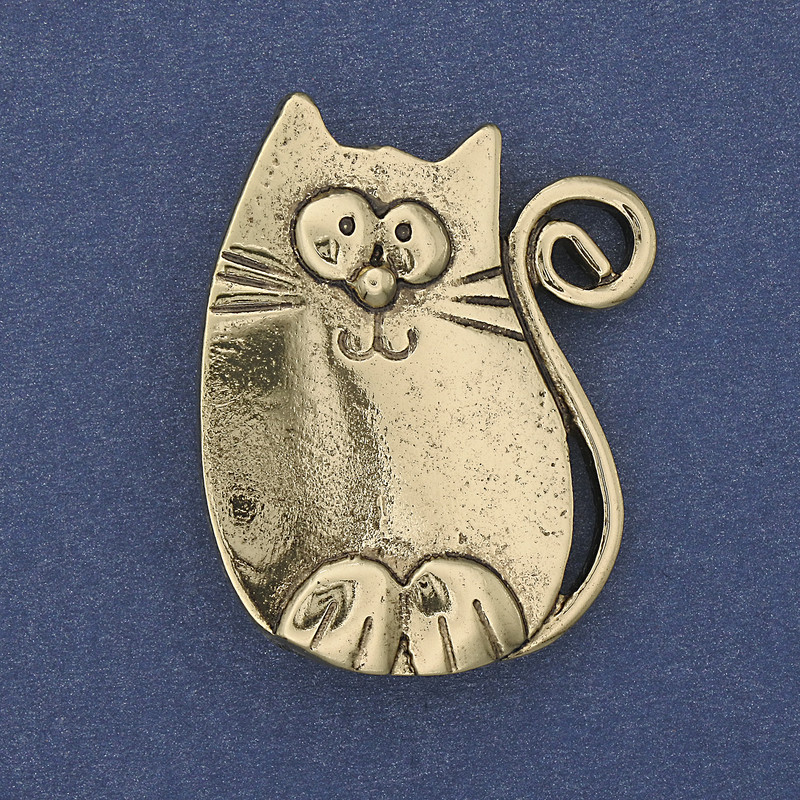 Kätzchen-Brosche-Anhänger aus goldfarbenem Metall 37×29 mm+