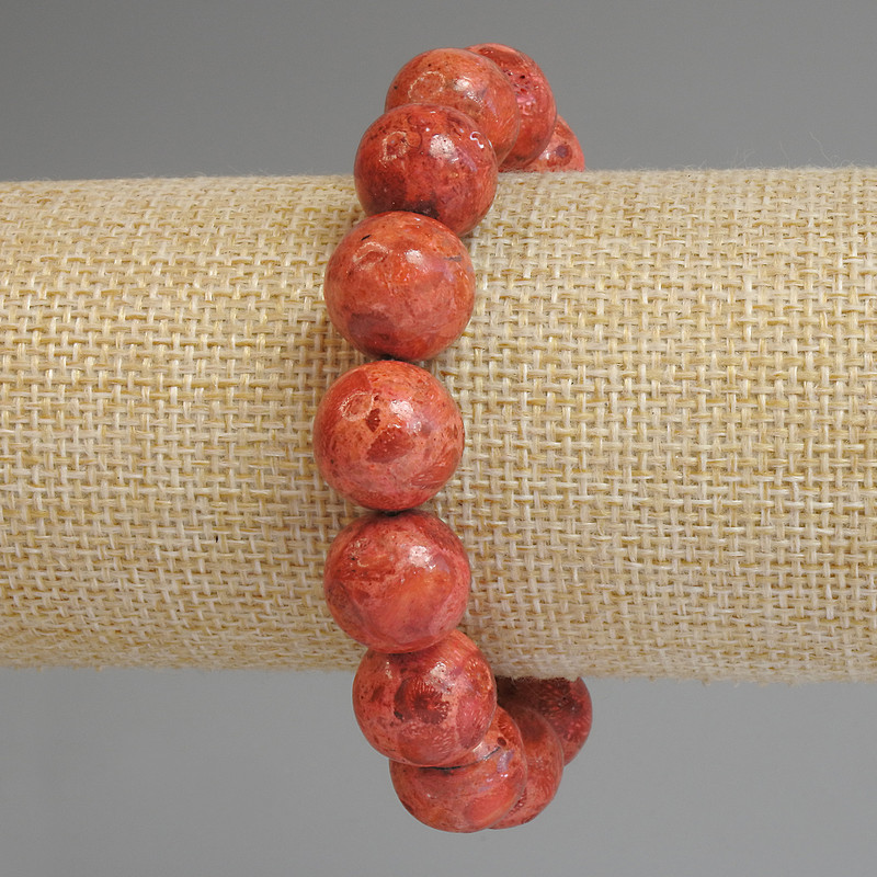 Armband aus Schwammkoralle, glatte Kugeln 14 mm, Länge ca. 18 cm, Stretcharmband