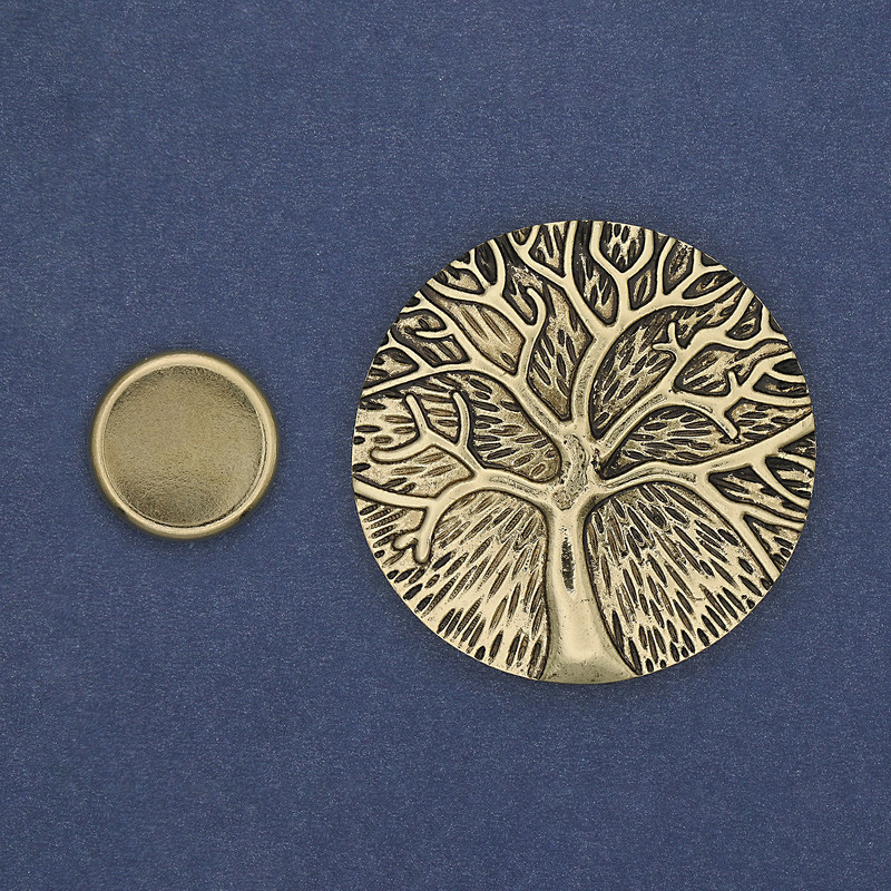 Brosche mit Magnet – Akzent Baum, 40 mm ± goldfarbenes Metall