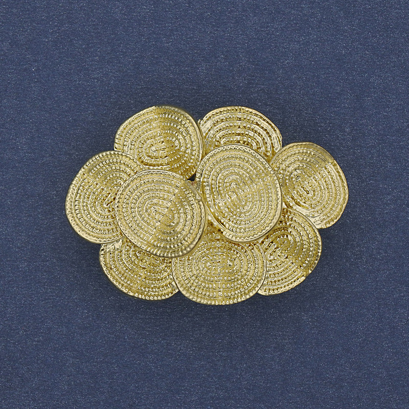 Brosche-Anhänger Akzent 36×26 mm ± goldfarbenes Metall