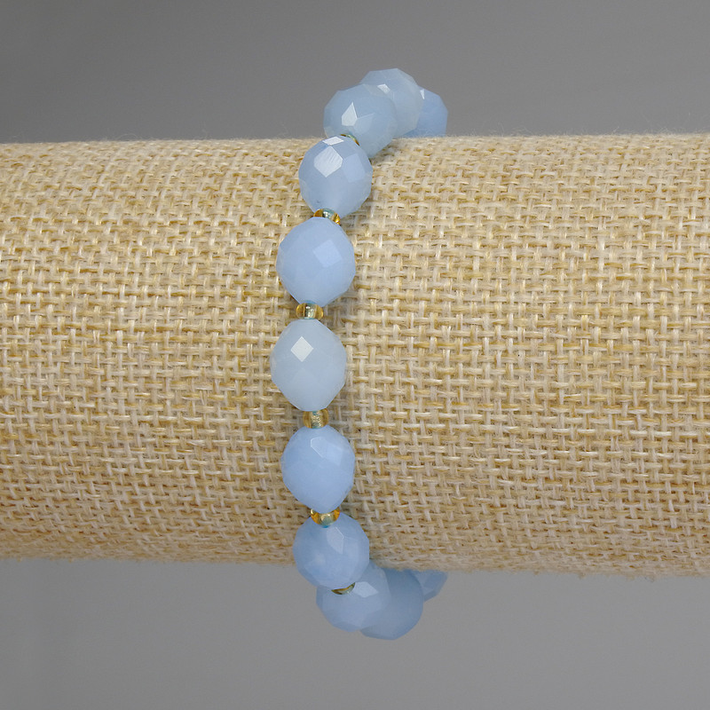 Aquamarin-Armband, facettierte Körner, Durchmesser 10×8 mm, Länge 18 cm, Stretch