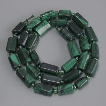 Malachit-Facettenperlen, Durchmesser 10–12×6–6 mm, 5 mm ± Perlen, 3 mm ± Seedperlen, Länge 39 cm ± auf Schnur