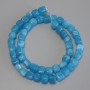 Aquamarin-Würfelperlen, Kantenlänge 7,5 mm, Länge ca. 37 cm, auf Faden