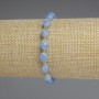 Aquamarin-Armband, facettierte Körner, Durchmesser ca. 8 × 6 mm, Länge ca. 18 cm, Stretcharmband