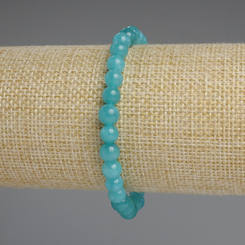 Aquamarin-Armband, glatte Kugeln, Durchmesser 6 mm ±, Länge ca. 18 cm ±, elastisch