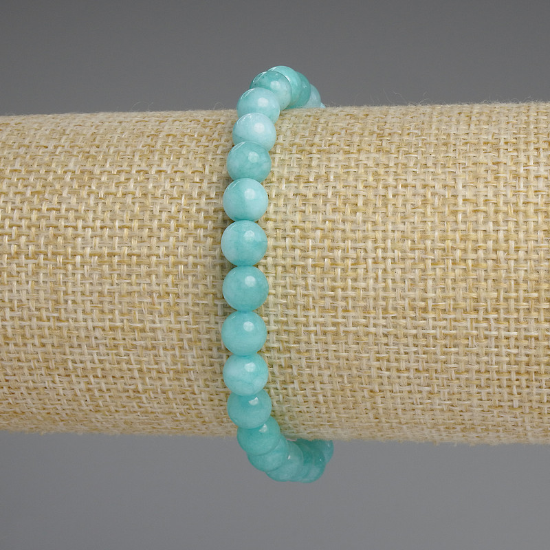 Aquamarin-Armband mit glatten Kugeln, Durchmesser 6 mm ±, Länge ca. 18 cm ±, Stretch