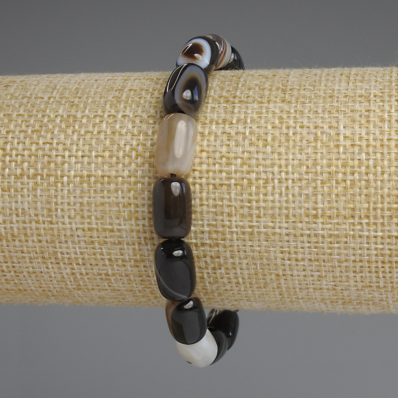 Achat-Barrel-Armband, Durchmesser 12×8 mm, Länge ca. 18 cm, Stretcharmband