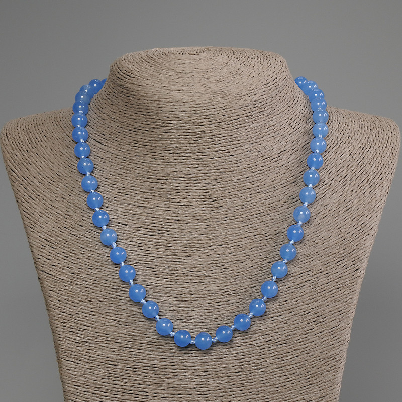 Blaue Katzenaugen-Halskette, glatte Kugeln, Durchmesser 8 mm ±, Länge ca. 50 cm ±, mit Verschluss